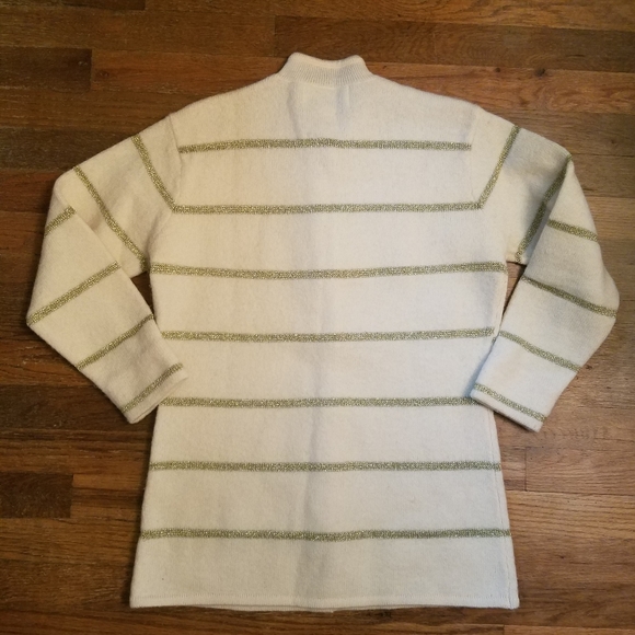 Vintage Grandma Style Cardigan Sweater Wool Cream And Gold Sz Small VtgHong Kong - Picture 2 of 14